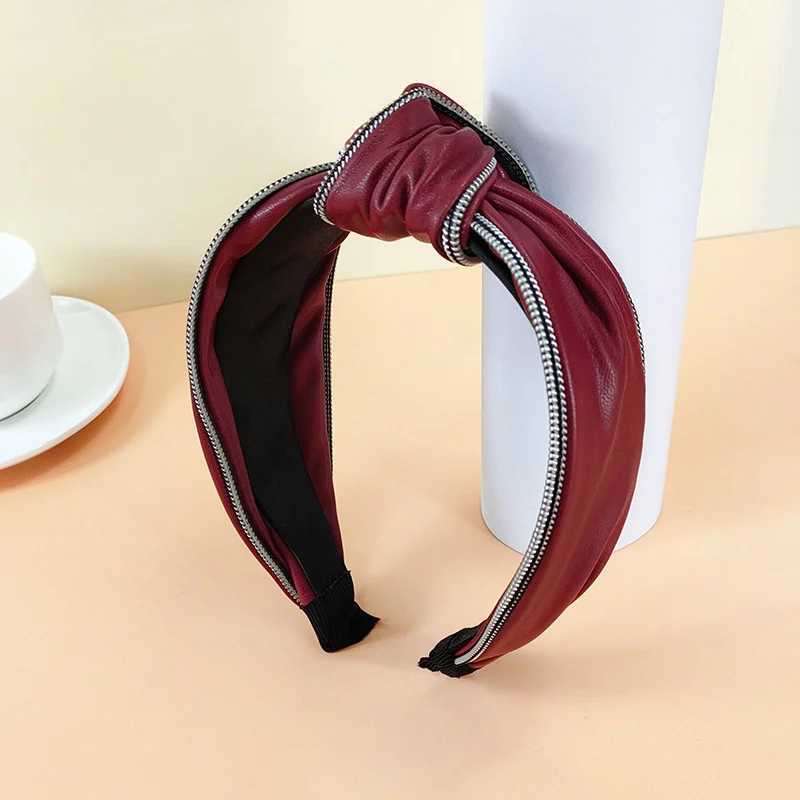 Vintage Wen Piece PU Leather Cloth Knotted Bands for Adult Party Headwear Adult Hair Hoop Accessories Y250808