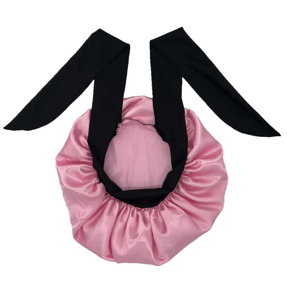Satin Bonnet Silky Bonnet With Elastic Tie Band Adjustable Straps Hair Bonnet Jumbo Size For Sleeping Satin Bonnet Stretchy Tie Z250808