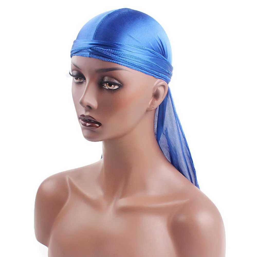 Unisex Adult Satin Long Tail Doo Rag Durag Bandanas Cap Pirate Hat Turban for Men Hip Hop Headband Biker Headwrap Women Headwear Z250808
