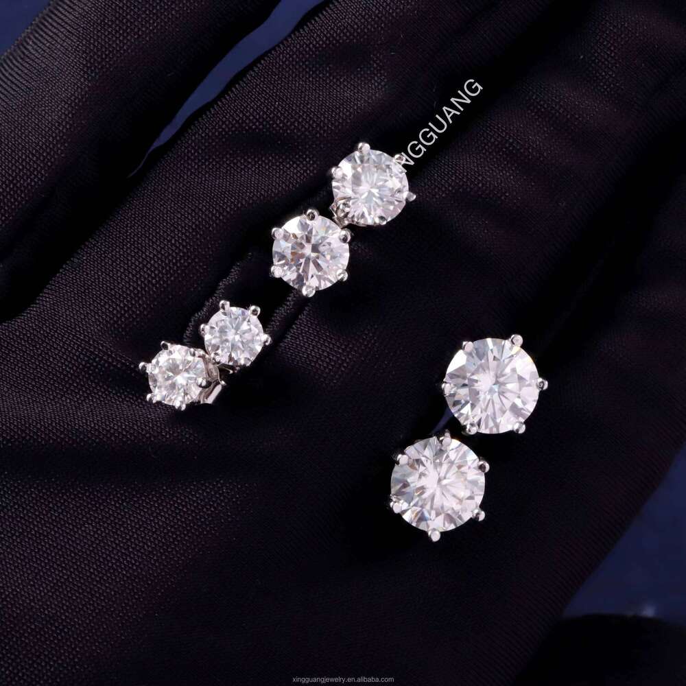5mm-8mm Classic Mossanite Earrings Jewelry Sterling Sier VVS Moissanite Dia Ear Stud for Men Women