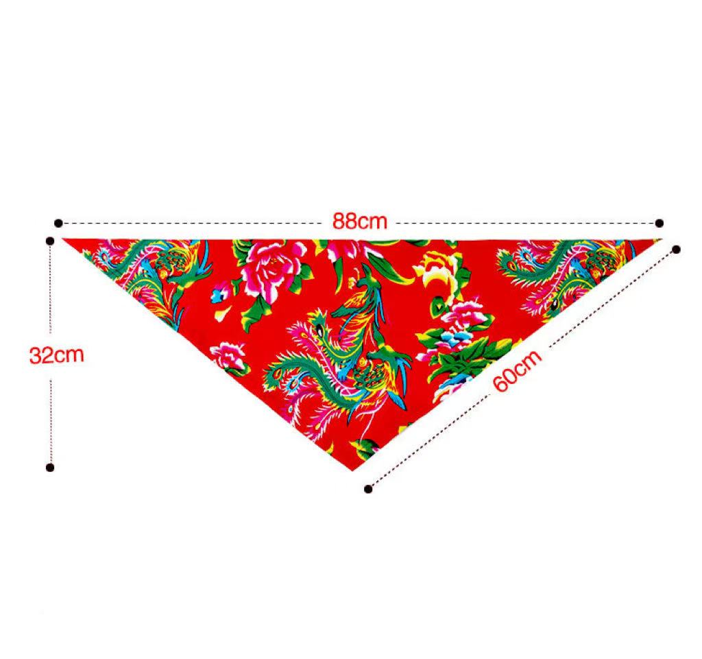 Trendy Lightweight Unisex Outdoor Cycling Bandana Northeast Chinese Bold Floral Print Sporty Street wear Hip Hop Triangular Scarf