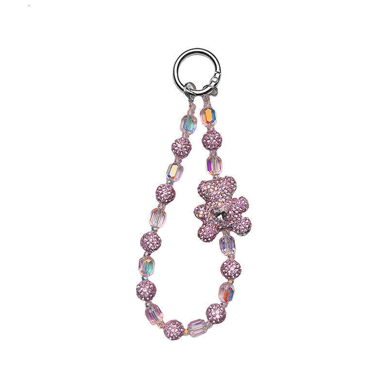 New Clay Bear Crystal Bracelet Creative Rhinestone Exquisite Bead Chain Car Keychain Bag Pendant