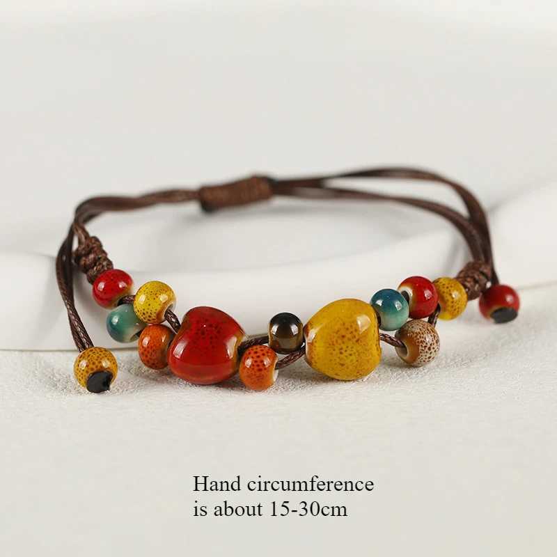 Vintage Forest Style Ceramic Weaving Bracelet Ethnic Style Art Hand Rope Small Fresh Hand String Z250807