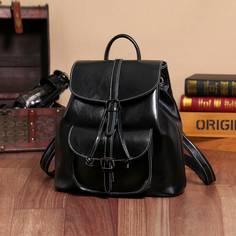 2025 Autumn New Women s Backpack New Women s Fashion trend Backpack Leather Drawstring Closed Flip Korean Student Bag Autumn New Designer Backpack