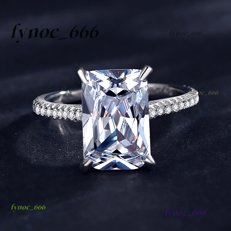 Real 925 Sterling Silver Exquisite Luxury 3ct Clear Moissanite Rectangle Rings for Women Girls Anti-allergy Fine Jewelry Gift