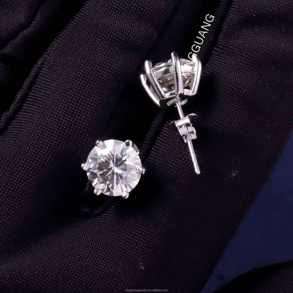 5mm-8mm Classic Mossanite Earrings Jewelry Sterling Sier VVS Moissanite Dia Ear Stud for Men Women