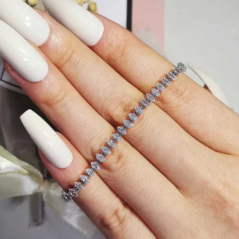 2.5*5mm New Marquise Oval Square Cut Luxury Silver Color on Hand Tennis Bracelet Bangle for Women Party Gift Jewelry Z250807