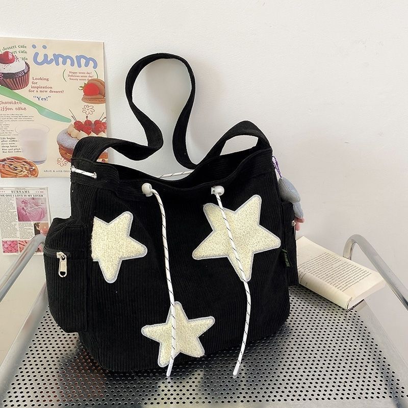 2025 Autumn New Women s Shoulder Bag Cute Student Handbag Large Capacity Star Corduroy Bag Autumn New Designer Bag Women s Crossbody Bag