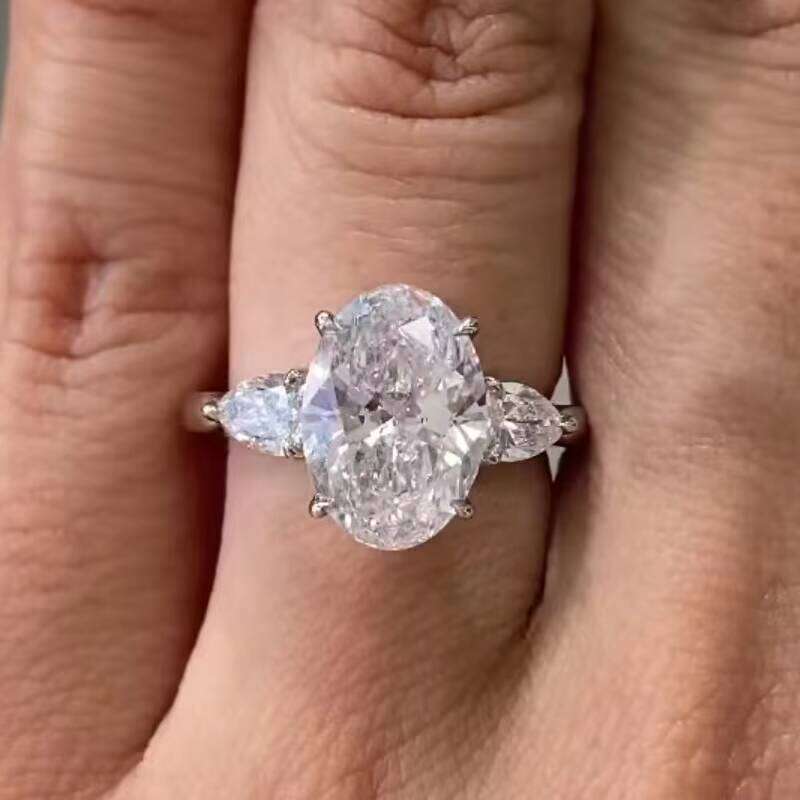 Three Stones Rings in 10k/14K/ Gold VVS Moissanite Dia Fine Jewelry for Women Engagement Wedding Part Gift Custom