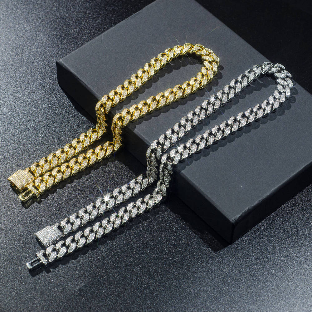 Hot Selling Gold Plated Vvs Moissanite Link Cuban Chain Pass Diamond Tester Round Brilliant Cut 925 Silver Necklace