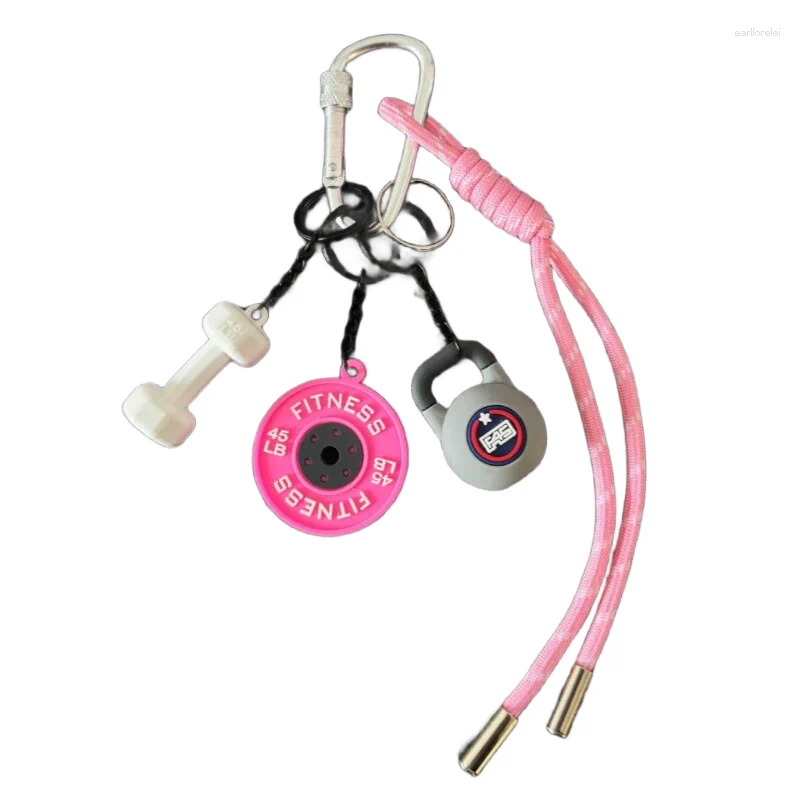 Fashion Sports Backpack Pendant Cute Pink Keychain Charm Bag Sport Cup Dumbbell Car Keys Wallet Key Chain