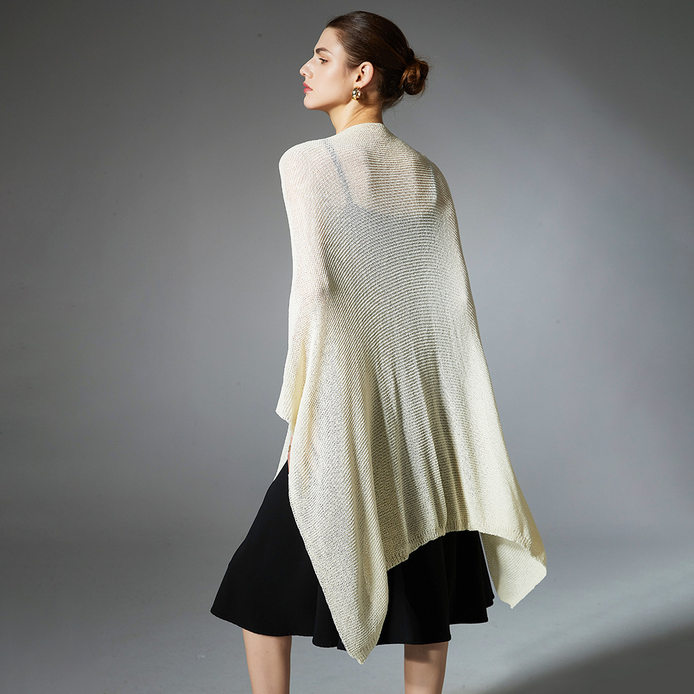 K1617 High-grade anti-pilling 2025 new shawl spring and summer thin knitted cardigan solid color shawl outer wear