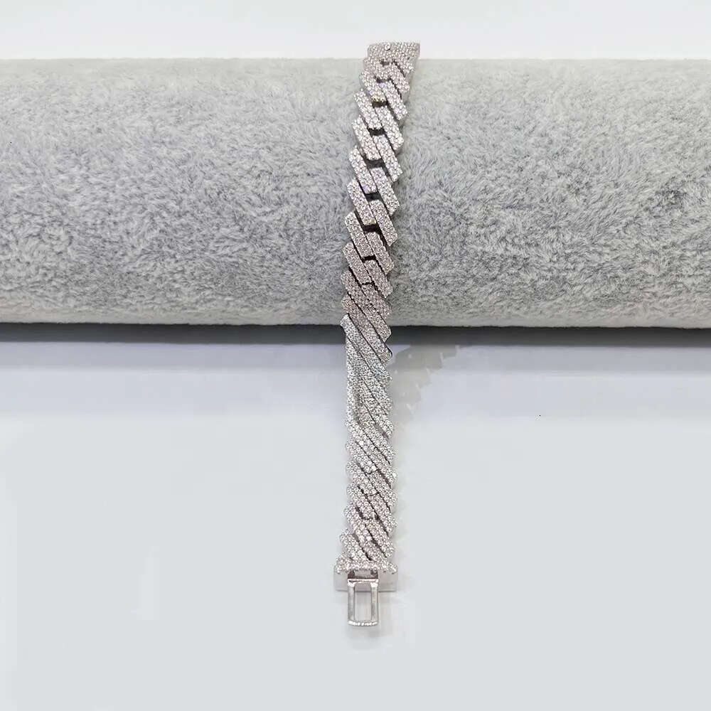 Wholesale Iced Out Jewelry Gra Certificate 7inch 8inch Hip Hop Mens Moissanite 10mm Sier Cuban Bracelet