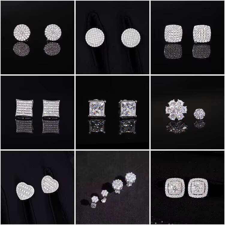 On Sale Fine Jewelry Sier Stud VVS D GRA Moissanite Earring Pass Dia test Gold Plated No Fading Allergies