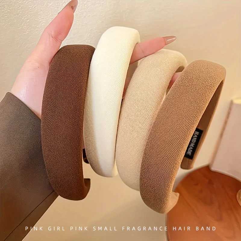 Wild Solid Color Sponge Band for Wen Fashion Girl Face Wide Edge Simple Hair Band Y250808