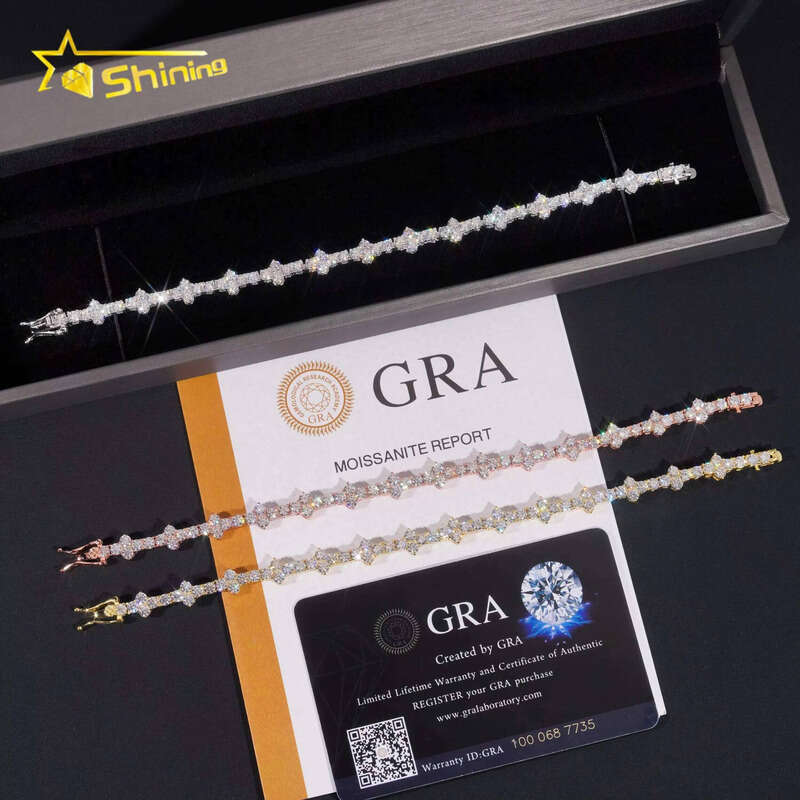 Sterling Sier Fast Delivery Cross Necklace Bracelet Pass Dia Tester GRA Certified VVS Moissanite Tennis Chain
