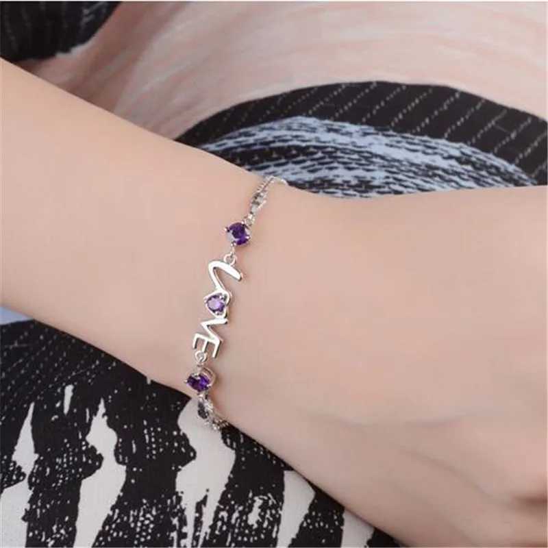 925 Sterling Silver Bracelet Heart Love Round Cubic Zirconia Double Chain Linked For Women Charm Bangle Jewelry Christmas Z250807