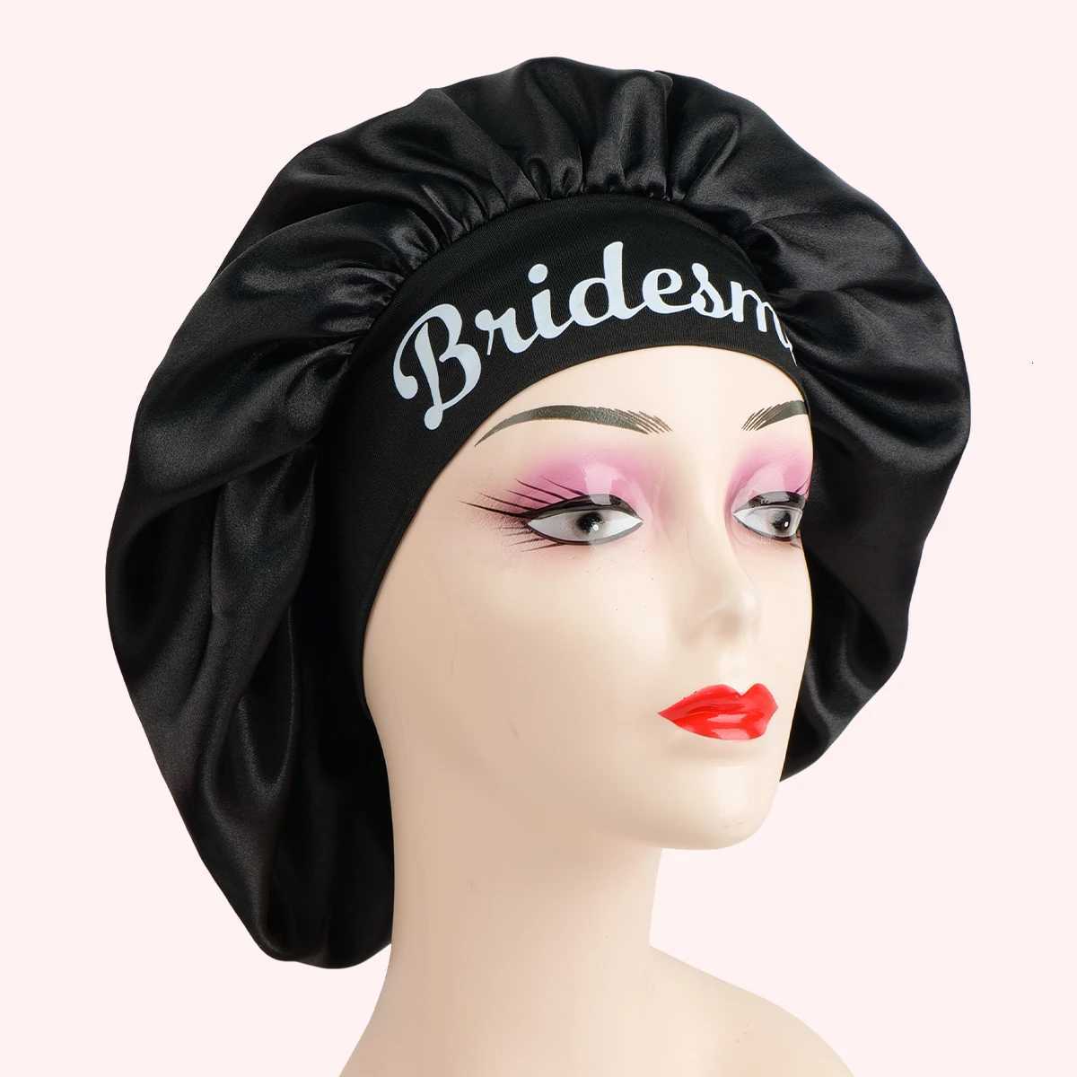 1pc Womens Solid Color Satin Wide-Brimmed Shower Cap Suitable for Daily Use Silk Bonnet Satin Bonnet Bridesmaid Hat Z250808