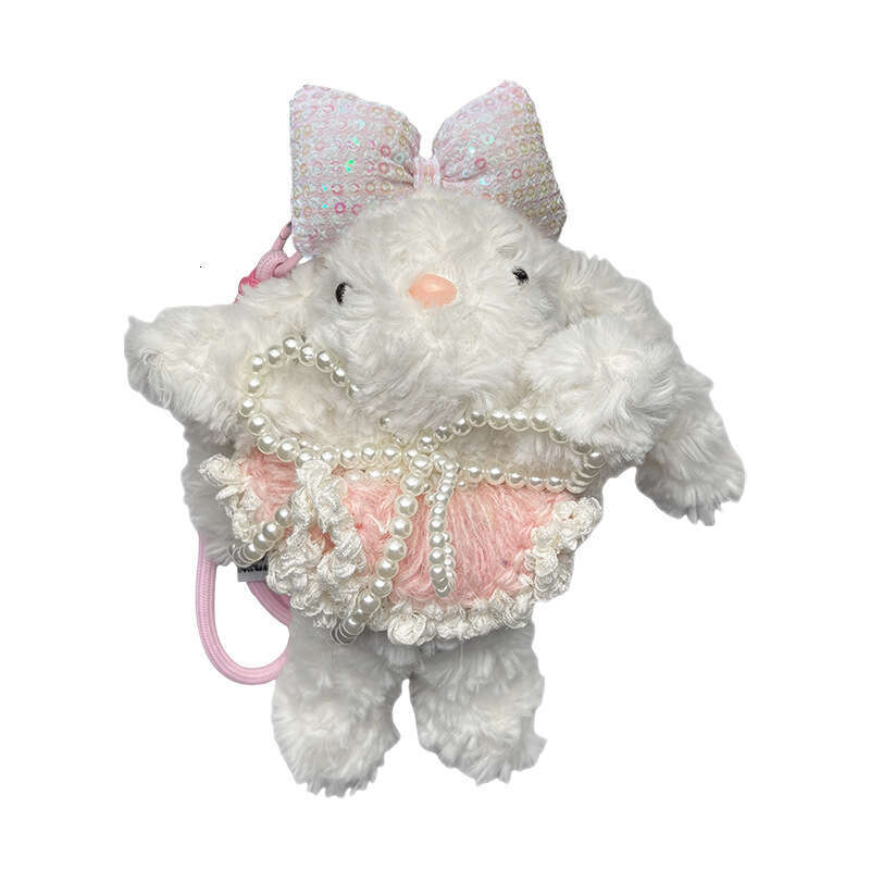 Cartoon Pearl Bow Lace Yarn Skirt Plush Lop-Eared Rabbit Pendant Girly Heart Doll Keychain Bag Charm