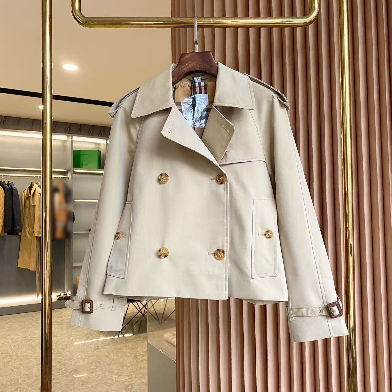 2025 Designer Women's Jacket Luxury High Quality Women's Long Sleeve Slim Fit Trench Coat Short Trench Coat