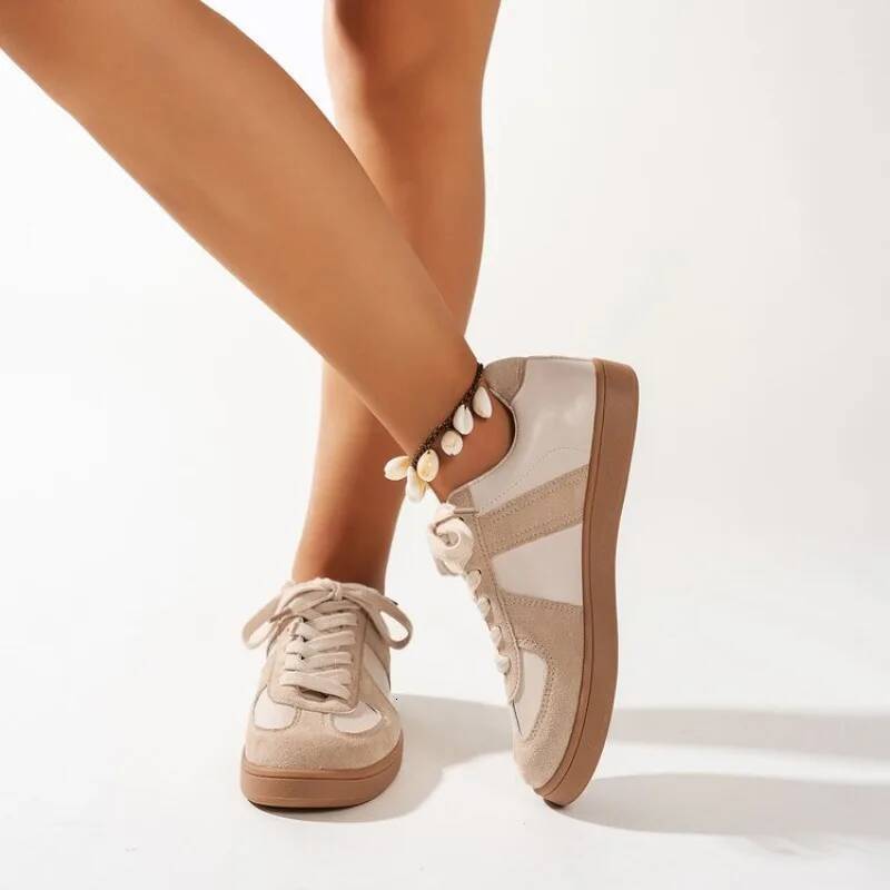 new Fashion Round Toe Casual Lace Up Shoes for Patchwork Retro Outdoor Flat Sneakers Women Zapatos De Mujer ddmysaturn