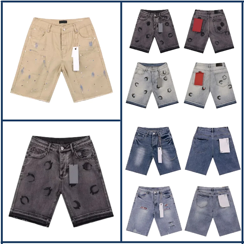 Mens Designer Jeans Shorts Retro Luxury Hip Hop Brand Loose Casual Jorts Denim Pants Streetwear Holed Fashion Denim Shorts