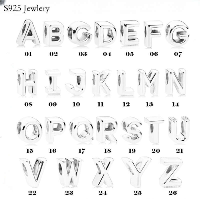 925 Sterling Silver Charm Beads 26 English Letters Beading DIY Accessories San Beads Are Suitable For Primitive Jewelry Free Delivery