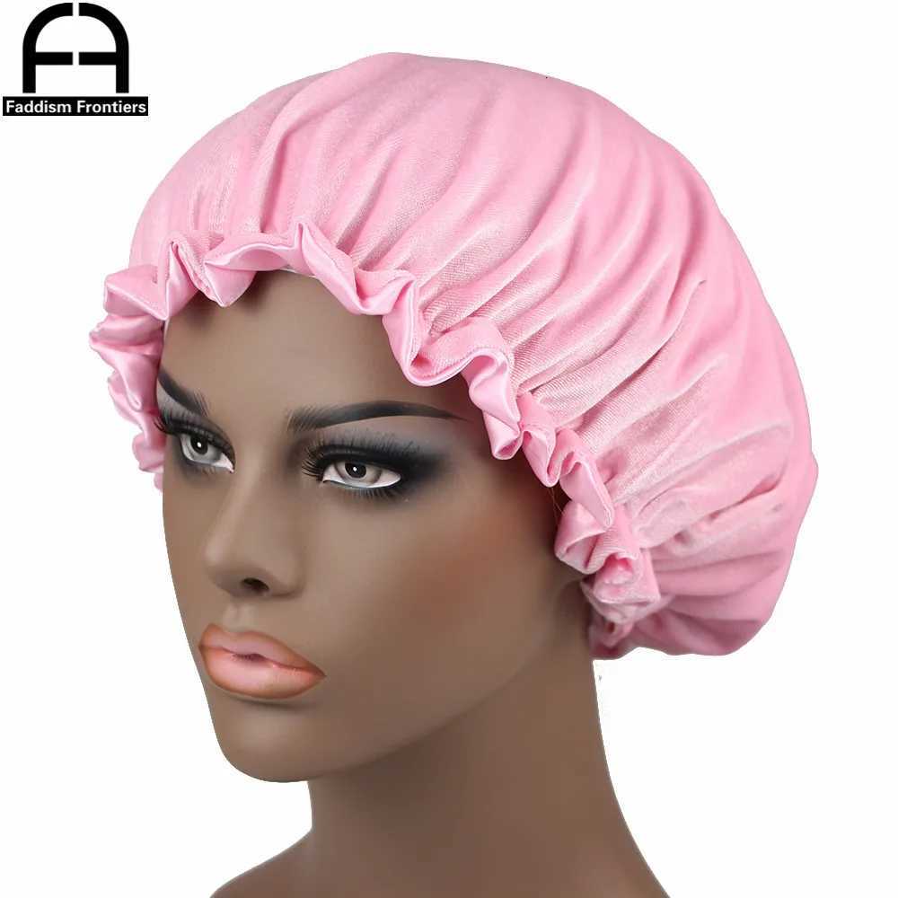 New Reversible Velvet Bonnet Satin Lined Elastic Band Bonnets Sleeping Cap Women Lady Turban Z250808