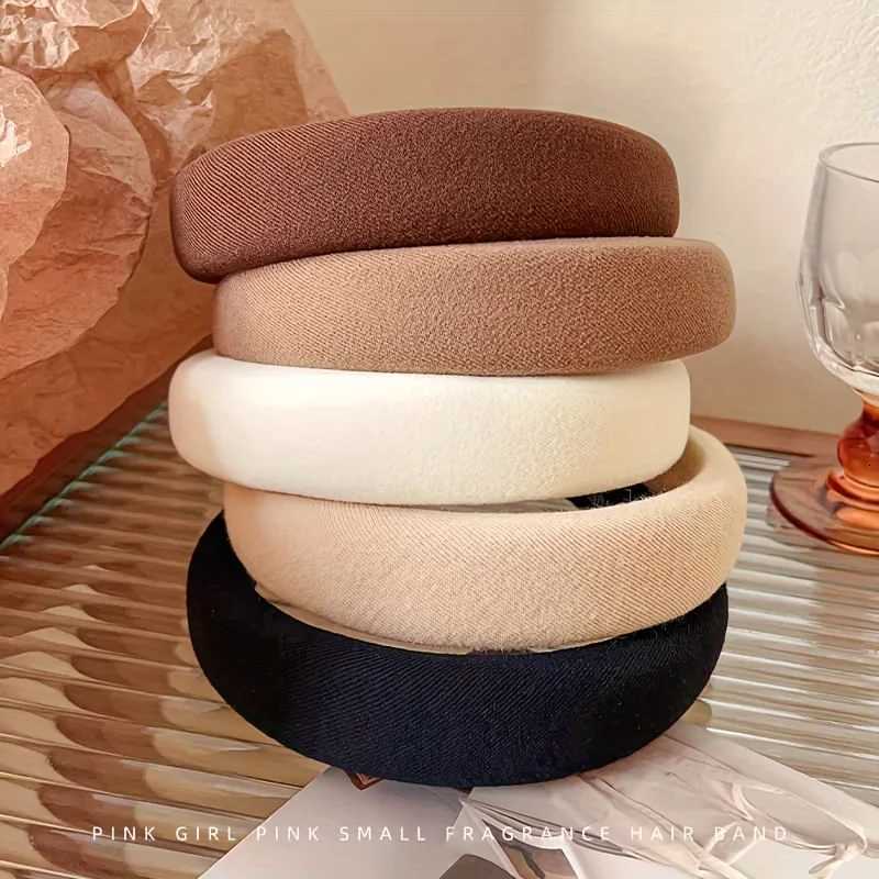 Wild Solid Color Sponge Band for Wen Fashion Girl Face Wide Edge Simple Hair Band Y250808