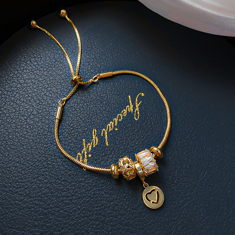 Korean Dongdaemun Fashion Dia-Studded Small Waist Heart Simple New Ins Trendy Personality Bracelet for Women