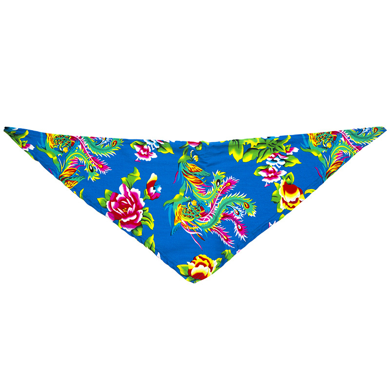 Trendy Lightweight Unisex Outdoor Cycling Bandana Northeast Chinese Bold Floral Print Sporty Street wear Hip Hop Triangular Scarf