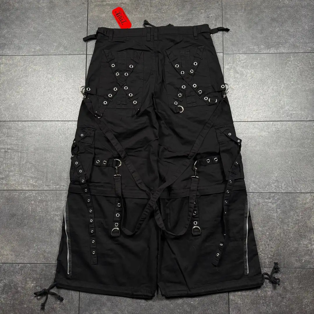 Y2K Cargo Pants Gothic Black Denim Trousers Men Women Streetwear Wide Leg Jeans Gothic Punk Multi Pockets Solid Color Jeans 250805