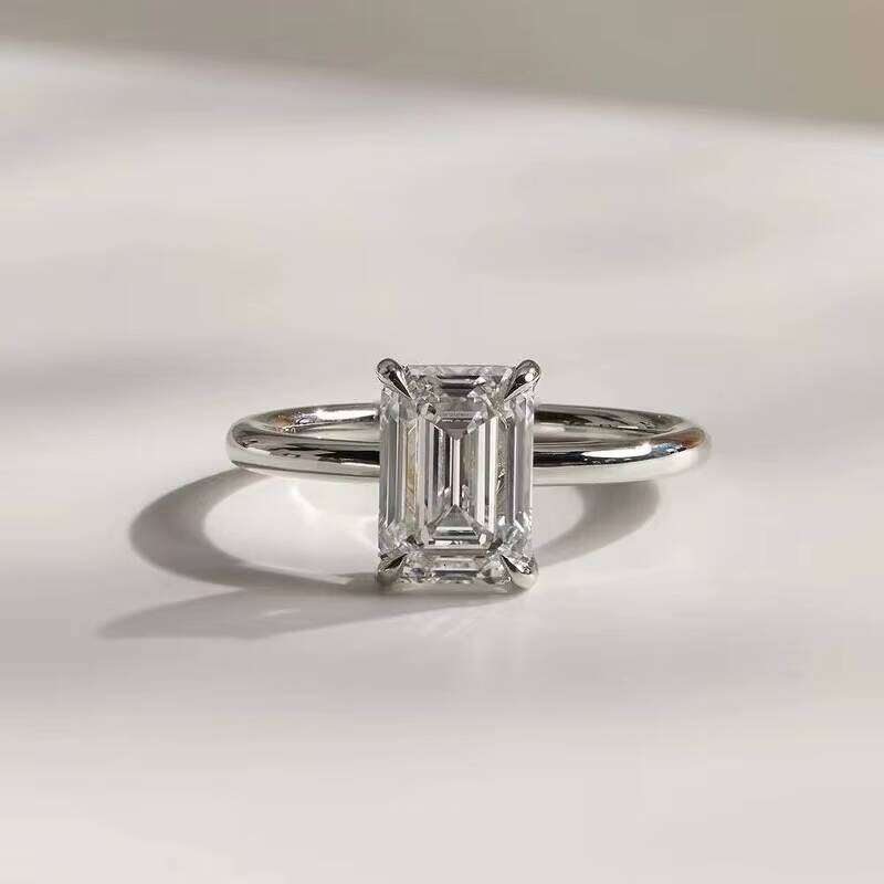 Xingguang Emerald Cut Gold Lab CVD/ Moissanite Dia Ring for Women Engagement/Anniversary/Wedding Fine Jewelry