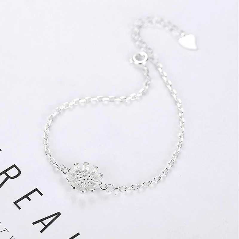 2019 Real Pure 925 Sterling Silver Daisy Flower Bracelets For Women silver bracelet Drop Shipping Z250807