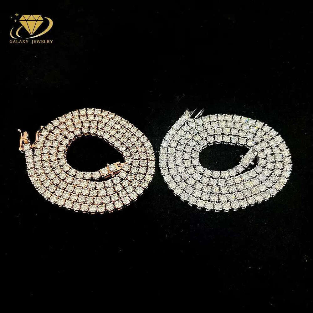 Ready to Ship Tennis Chain Dia Prong Set Sterling Sier Eternity Band Glow Necklace Moissanite VVS Bracelet