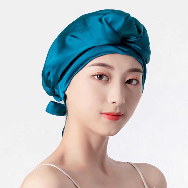 Birdtree 16MM Natural Mulberry Silk Sleeping Cap 1 Layer Shower Nightcap Housework Cooking Haircare Bonnet Protector A34316M Z250808