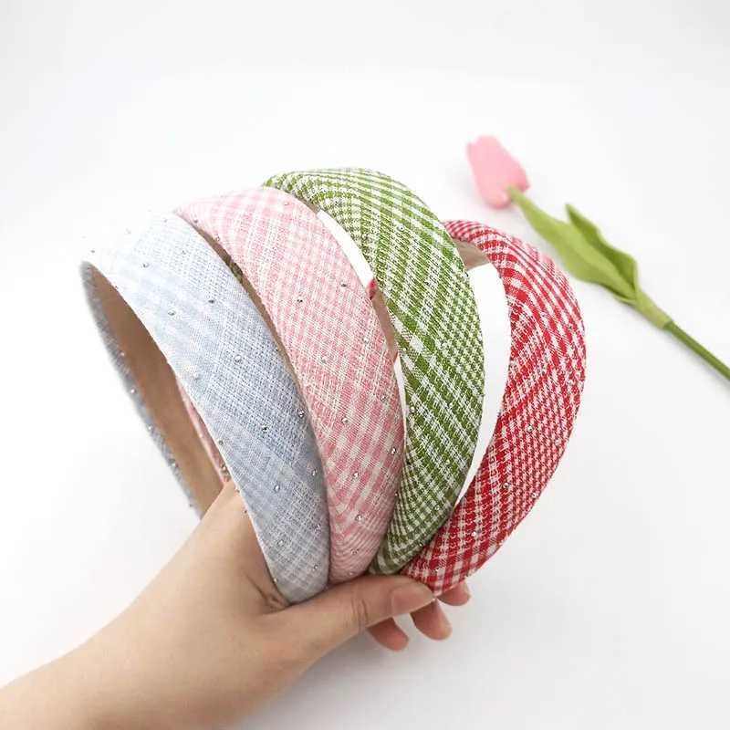 3cm Autumn and Winter Womens Wool Plaid Colorful Small Fresh Sponge Pad Band Christmas Festival by Wens Band Y250808