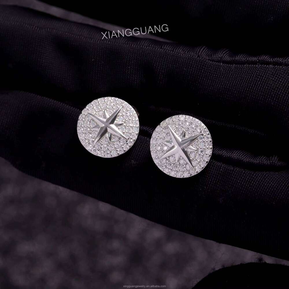 XG Dia Stud Round Style Sier VVS Moissanite for Woman Men Earrings Fine Jewelry