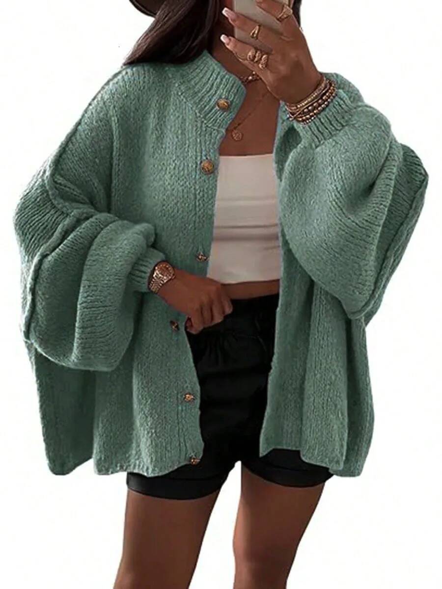 Knitted Lazy Style Oversized Long Sleeve Women Loose Buttons Cardigans Coat Winter Keep Warm Sweater Jacket Fashion Casual Tops dongdumaoyi