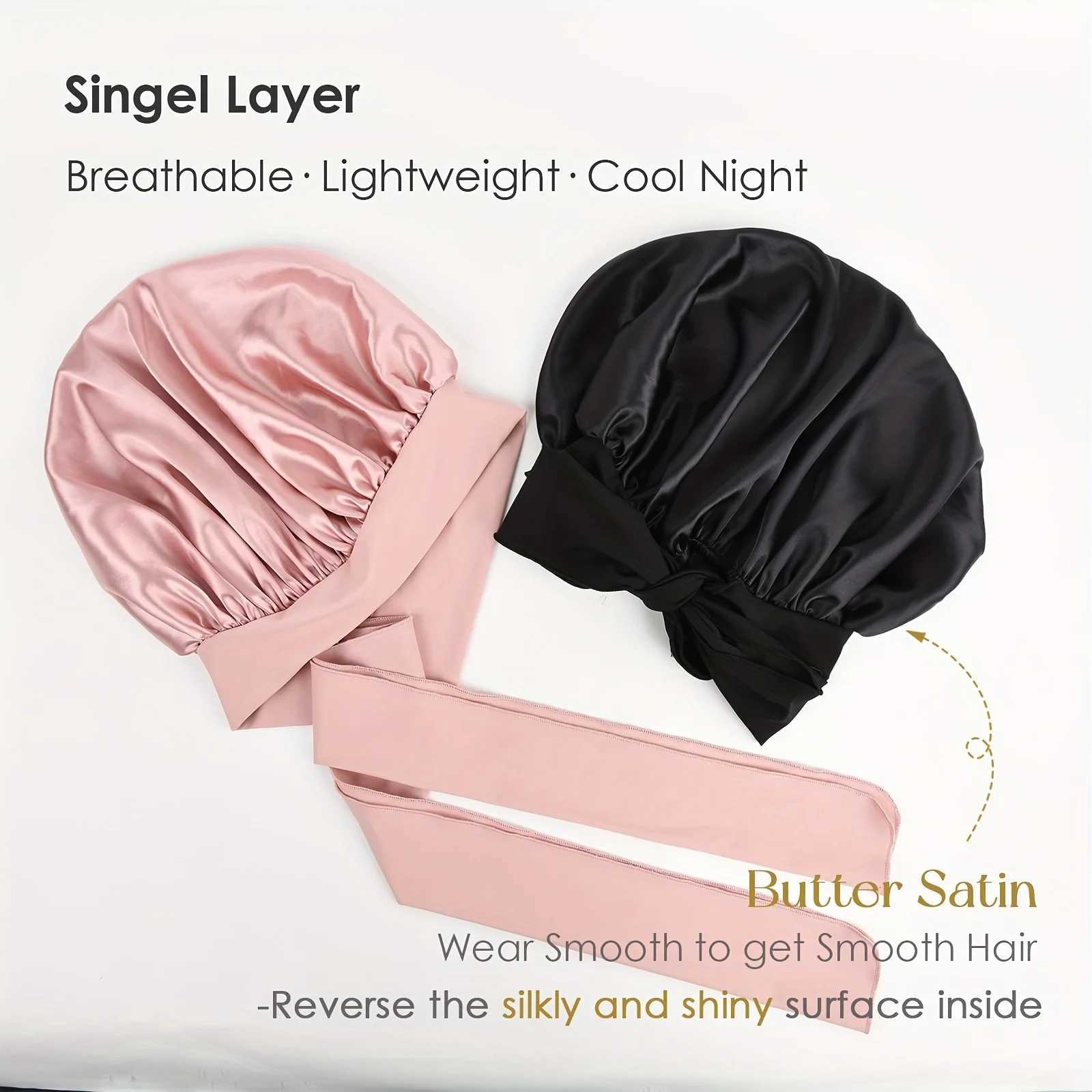 Satin Bonnet Silk Bonnet Adjustable Bonnet for Sleeping Hair Caps with Tie Band Bonnets for Women Men Hair Styling Accessories Z250808