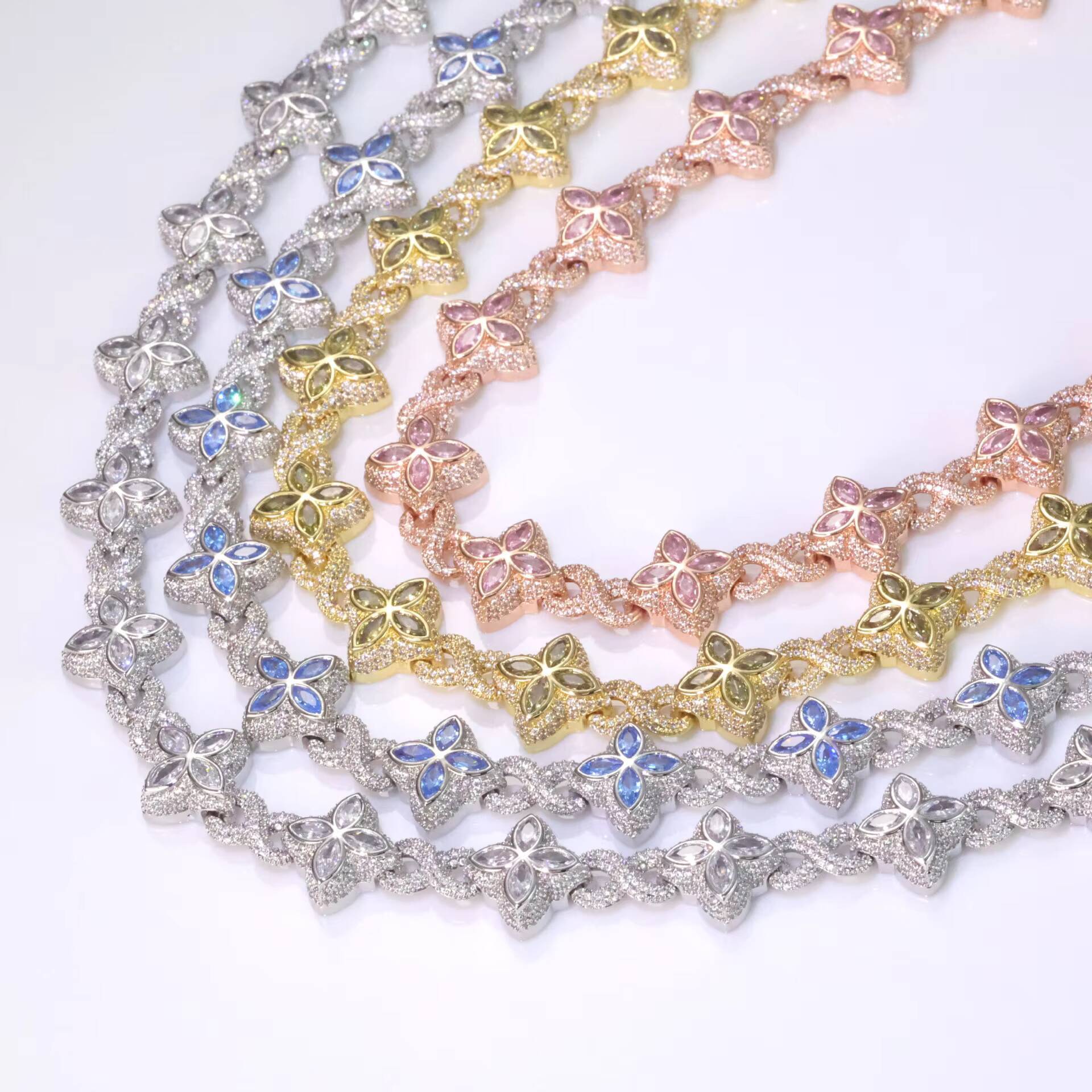 Wholesale Factory Price Iced Out 2mm 3mm 4mm 5mm 6.5mm 925 Sterling Silver Lab Diamond VVS Moissanite Tennis Chain