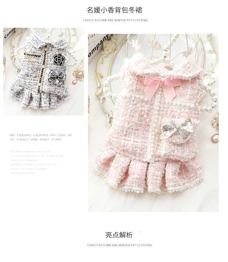 Ins New Winter Cat Princess Dress Backpack Pink Luxury Fashion Design Thickened Skirt Dog Christmas Clothes Z250808