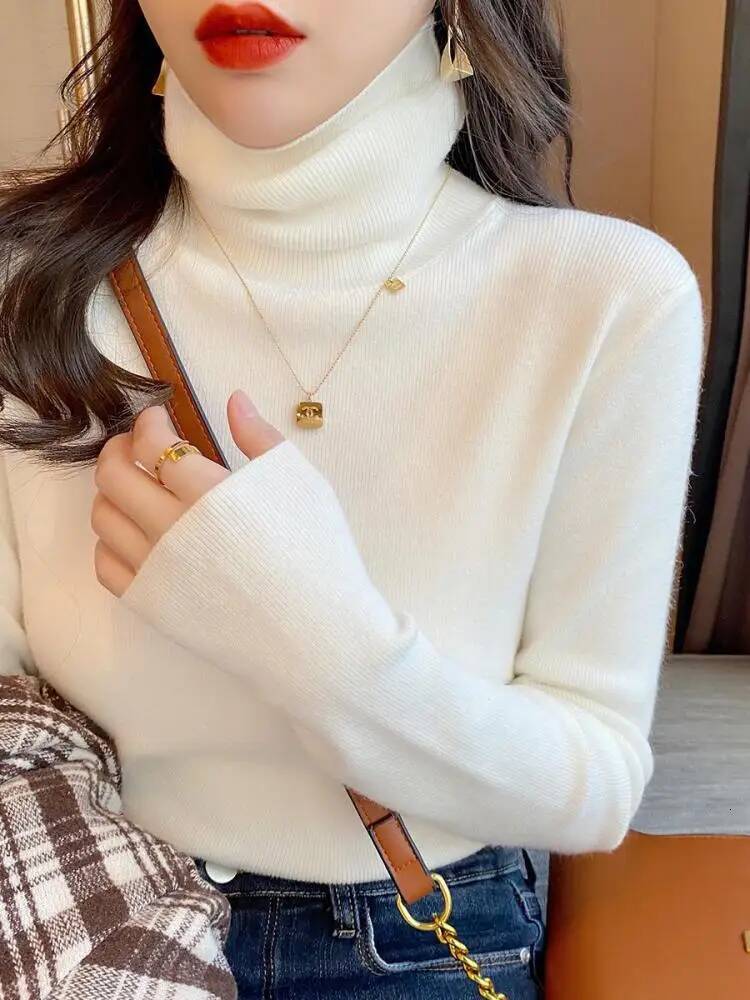 2025 autumn winter Basic Slim soft solid color turtleneck Sweater Pullover Women Casual Long Sleeve chic bottom knitted Jumper dongdumaoyi