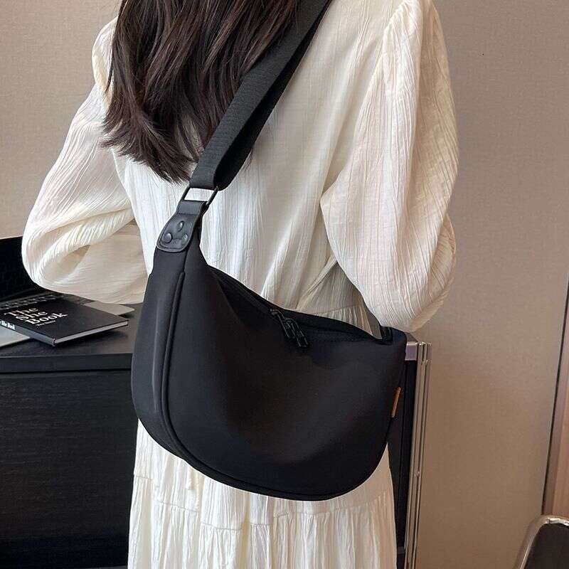 Canvas Women's New High-end Texture Niche Large Capacity Versatile Broadband Shoulder Crossbody Dumpling Bag