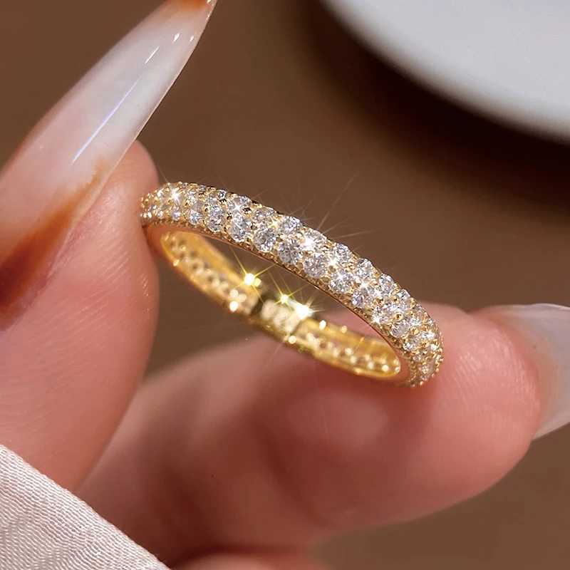 925 Sterling Silver Gorgeous Sparkling Double Layer Zircon Ring For Women Engagement Wedding Luxury High Quality Fine Jewelry Y250808