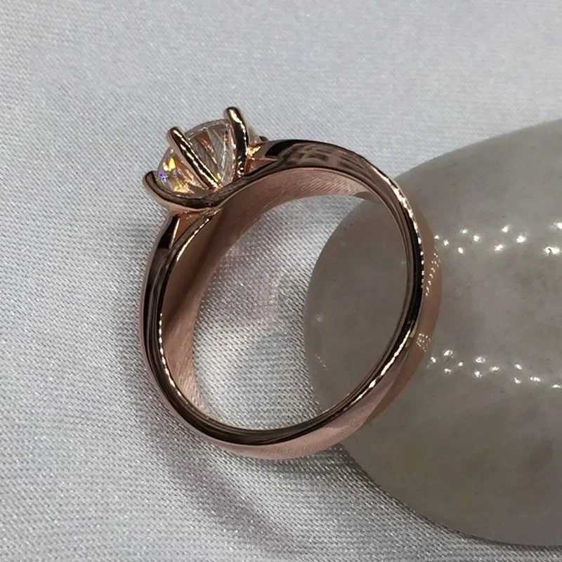 18K Rose Gold 3ct Lab Diamond Promise Ring Engagement Wedding Band Rings for Women Bridal Jewelry Gift Y250808