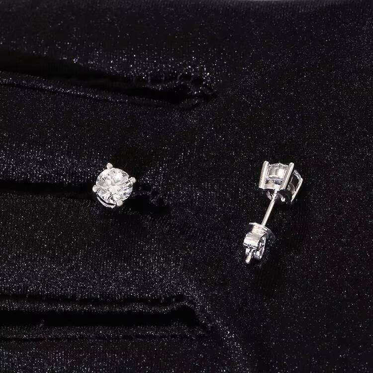 High Jewelry IGI Certificate 5mm Lab Dia Plated Earrings 10k White Gold Women Stud Earring for Gift