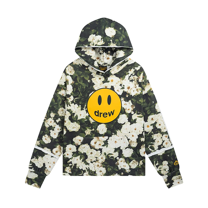 Drew House Fashion Hoodies Streetwear Print Graphic Hoodie Women Men Hip Hop Pullover Sweatshirt Unisex Couple Casual Hoodies Flower