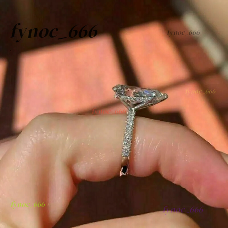 3CT Pear Cut Lab Created Diamond Solitaire Engagement Ring 14K White Gold