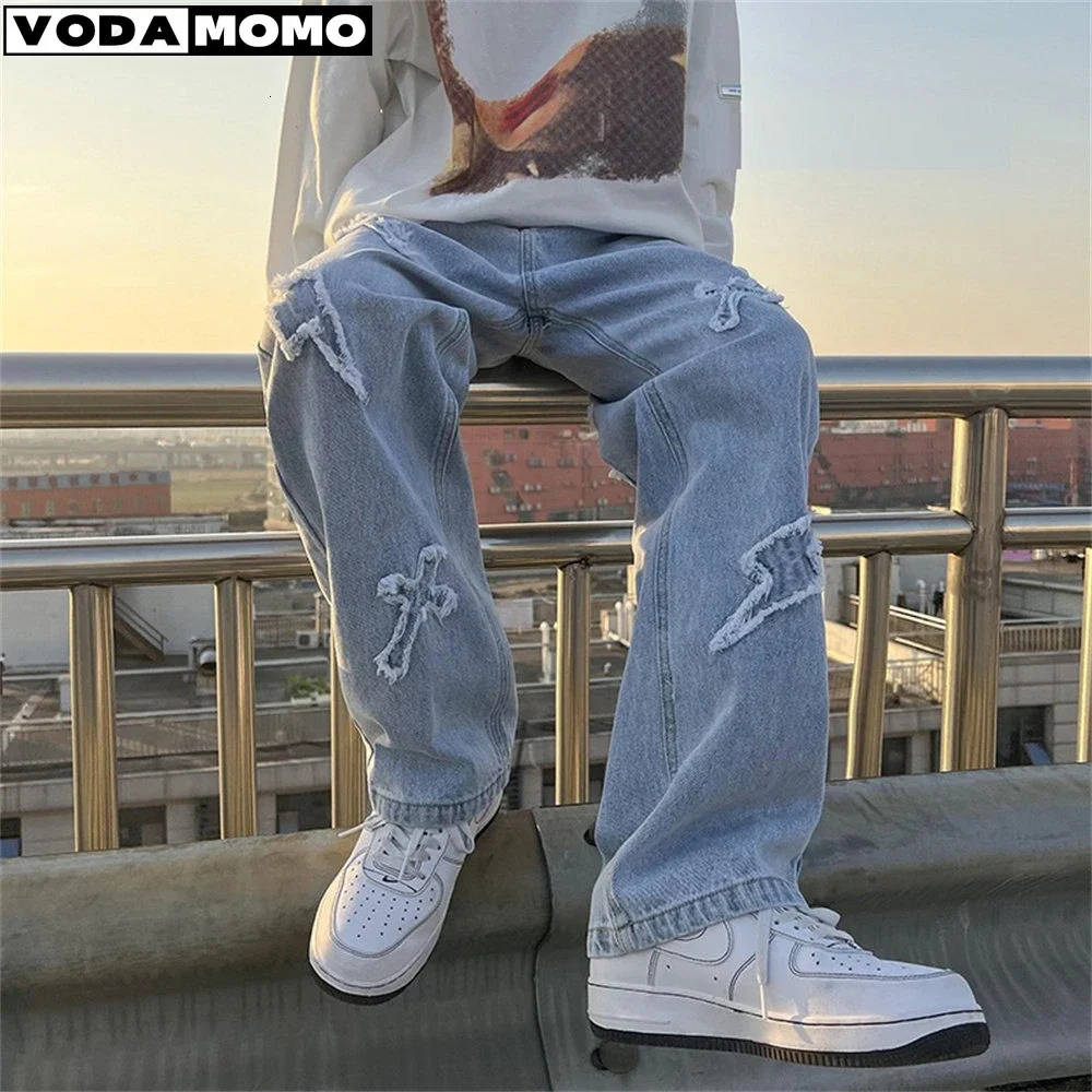 High Street Loose Casual Pants Mens Jeans Denim For women Men Same Paragraph Y2k baggy pants baggy jeans cargo pants men 250805